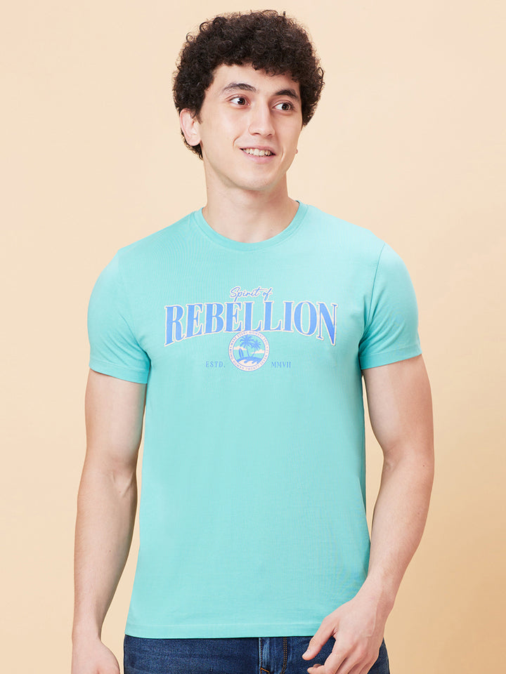 Mint Regular Fit Round Neck Mens T-shirt