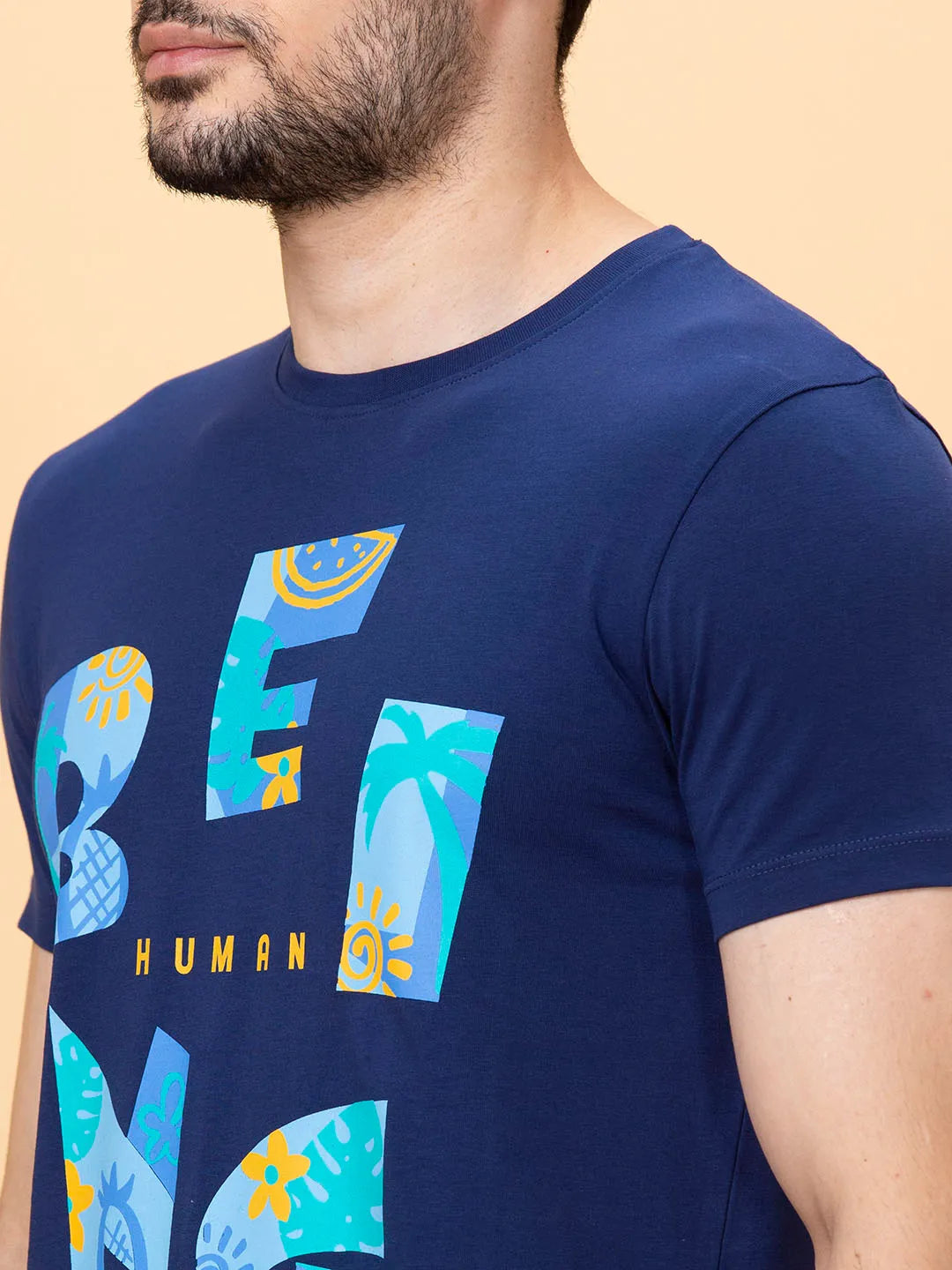 Men None T-Shirts-Navy by Being Human Clothing