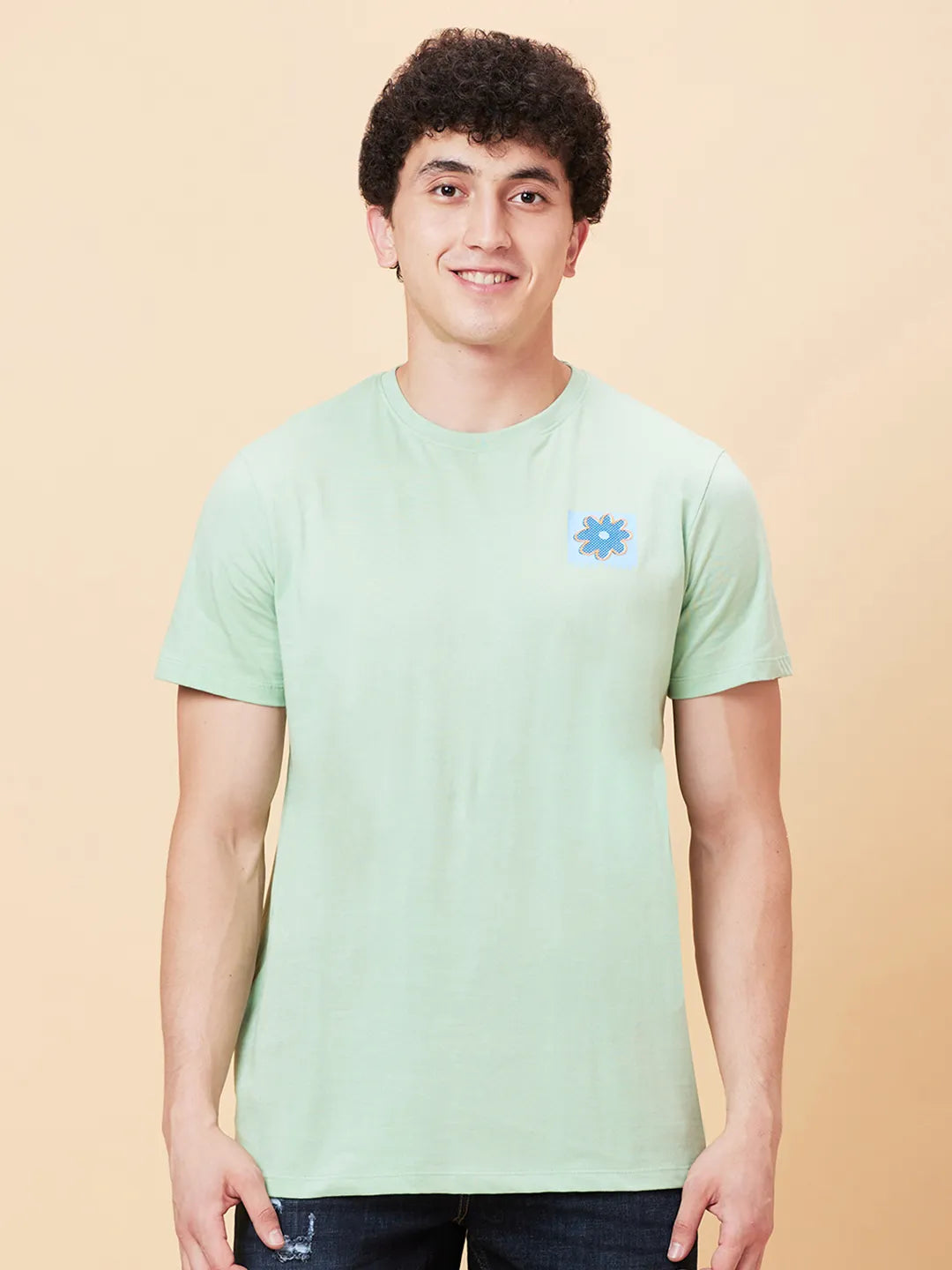 Green Foam Semi Fit Round Neck Men's T-Shirt by Being Human Clothing