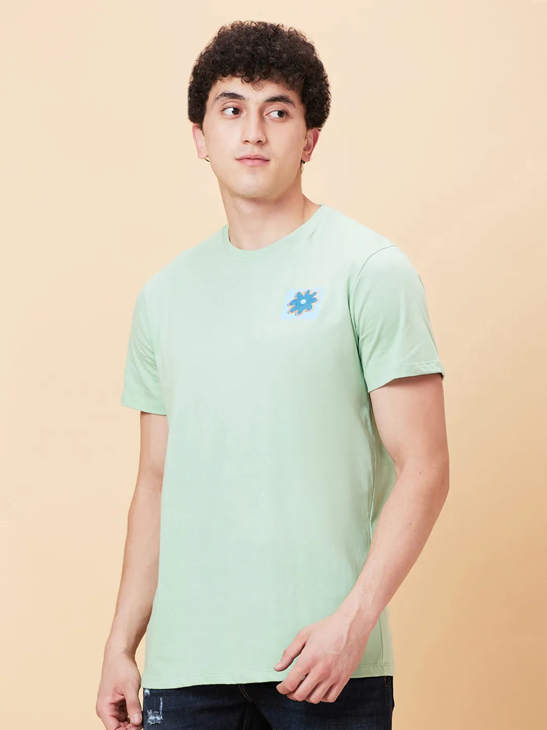 Green Foam Semi Fit Round Neck Men's T-Shirt by Being Human Clothing