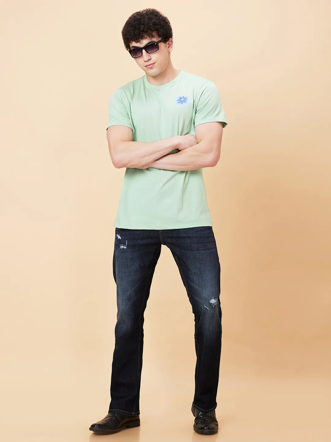 Green Foam Semi Fit Round Neck Men's T-Shirt by Being Human Clothing