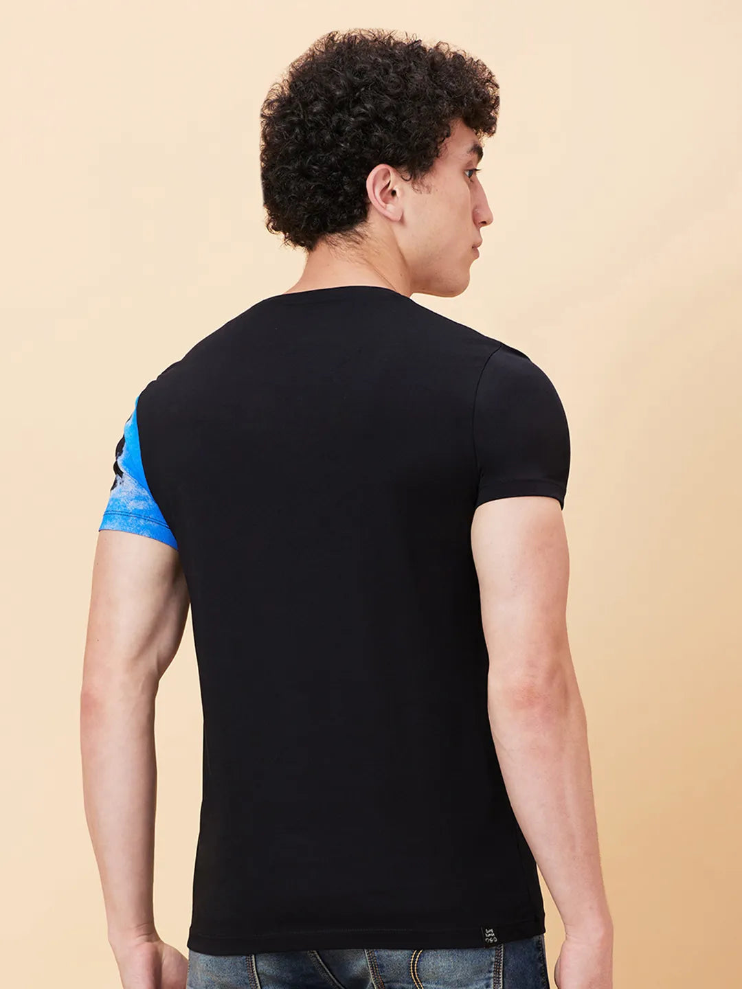 Black Regular Fit Round Neck Men's T-Shirt by Being Human Clothing