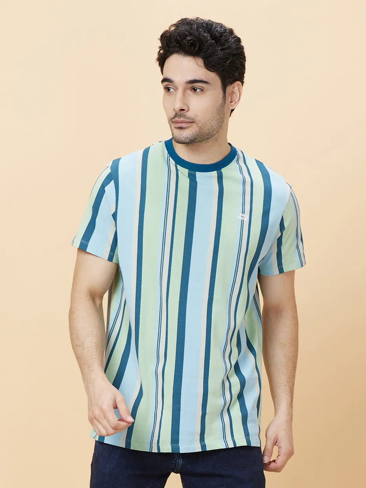 Green Foam Slim Fit Round Neck Men's T-Shirt by Being Human Clothing