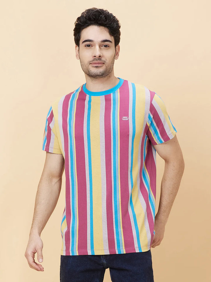 Mauve Haze Slim Fit Round Neck Men's T-Shirt by Being Human Clothing