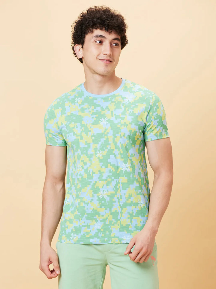 Light Blue Regular Fit Round Neck Men's T-Shirt by Being Human Clothing
