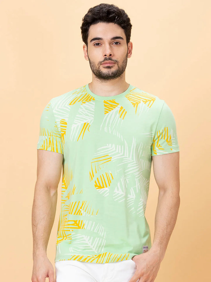 Green Foam Regular Fit Round Neck Men's T-Shirt by Being Human Clothing