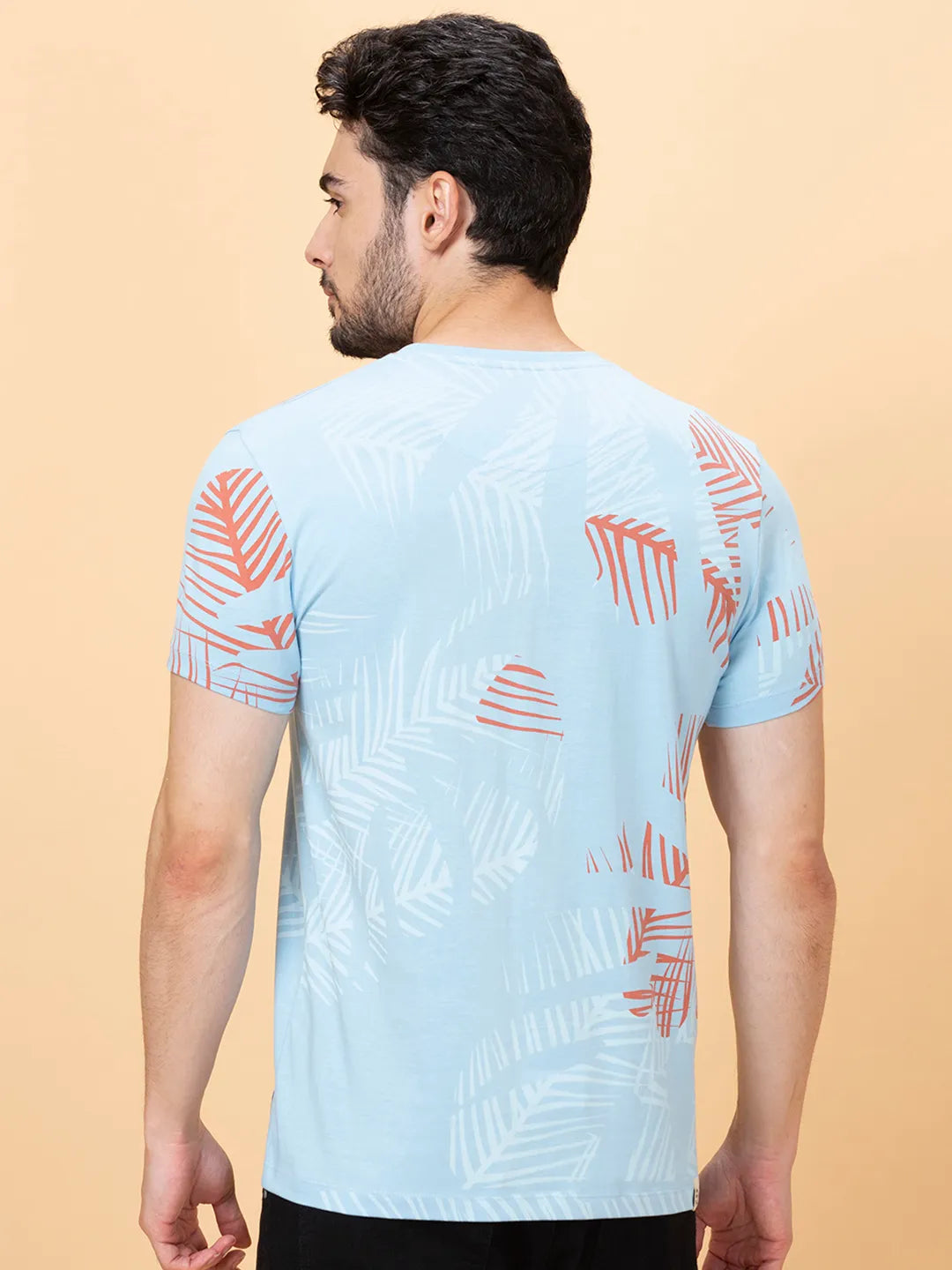 Light Blue Regular Fit Round Neck Men's T-Shirt by Being Human Clothing