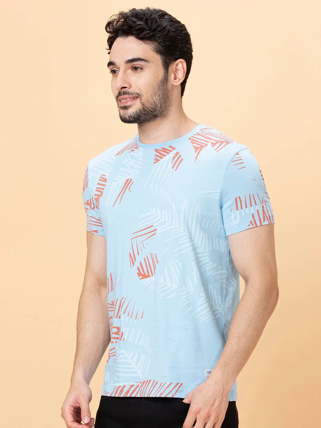 Light Blue Regular Fit Round Neck Men's T-Shirt by Being Human Clothing