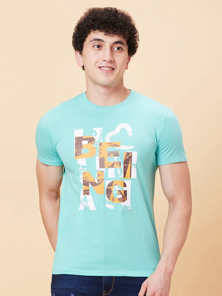 Mint Slim Fit Round Neck Men's T-Shirt by Being Human Clothing