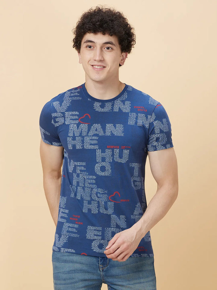 Midnight Blue Regular Fit Round Neck Men's T-Shirt by Being Human Clothing