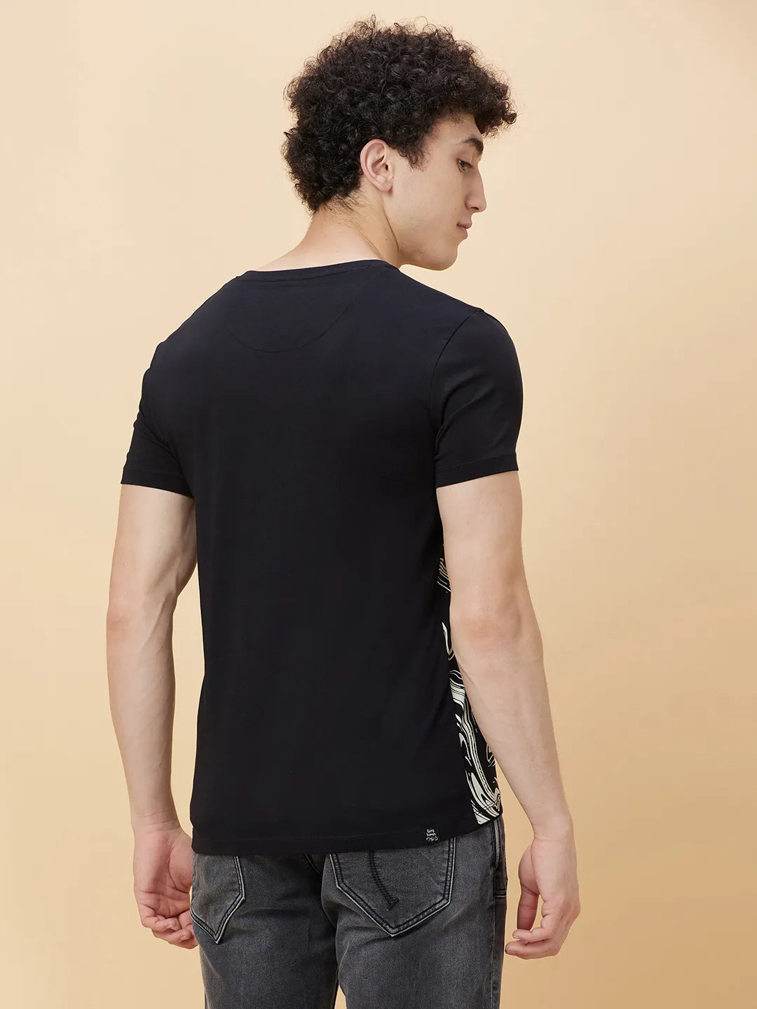 Black Regular Fit Round Neck Men's T-Shirt by Being Human Clothing