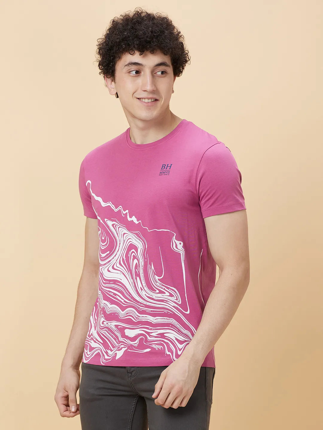 Mauve Haze Regular Fit Round Neck Men's T-Shirt by Being Human Clothing