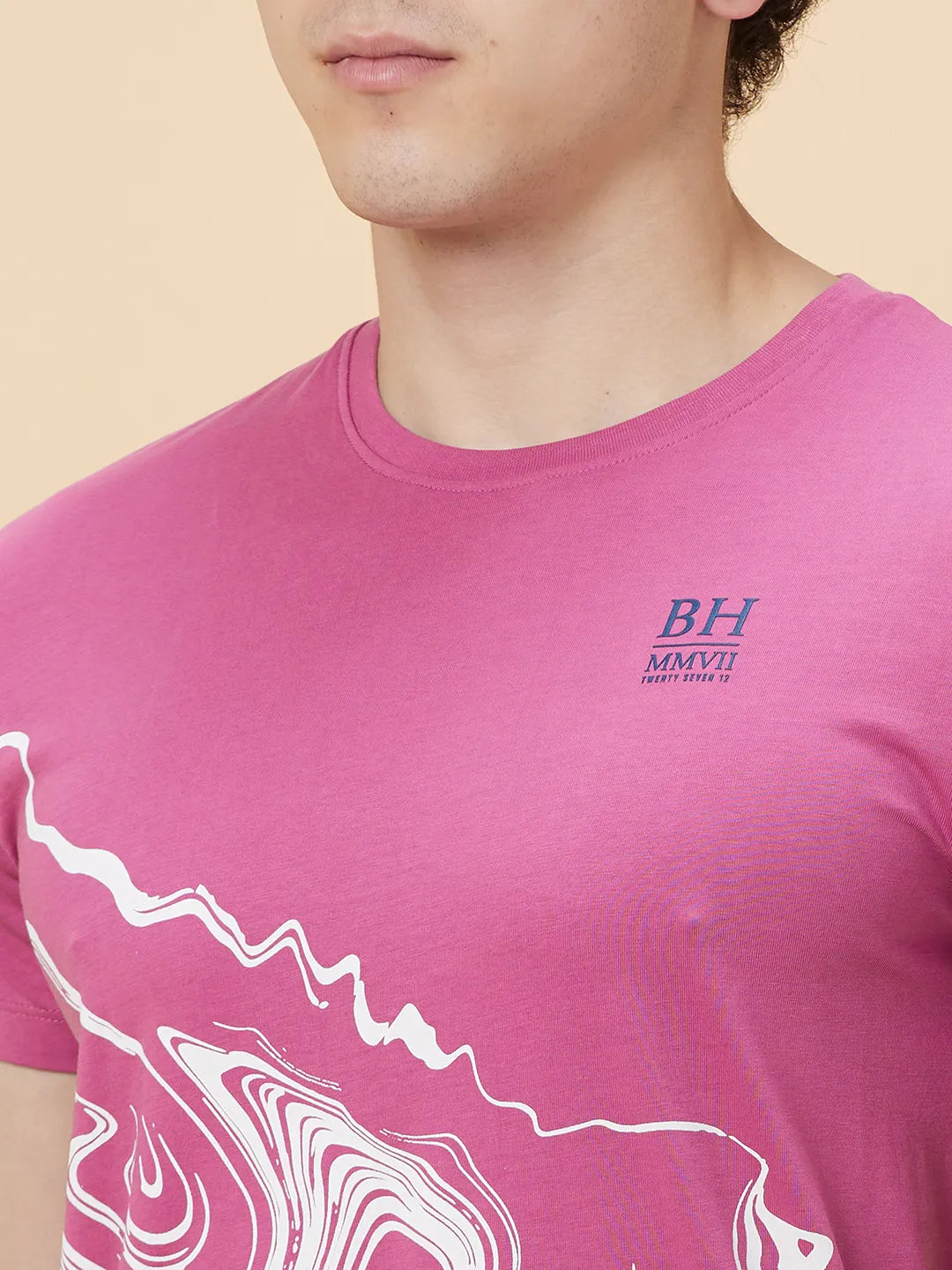 Mauve Haze Regular Fit Round Neck Men's T-Shirt by Being Human Clothing