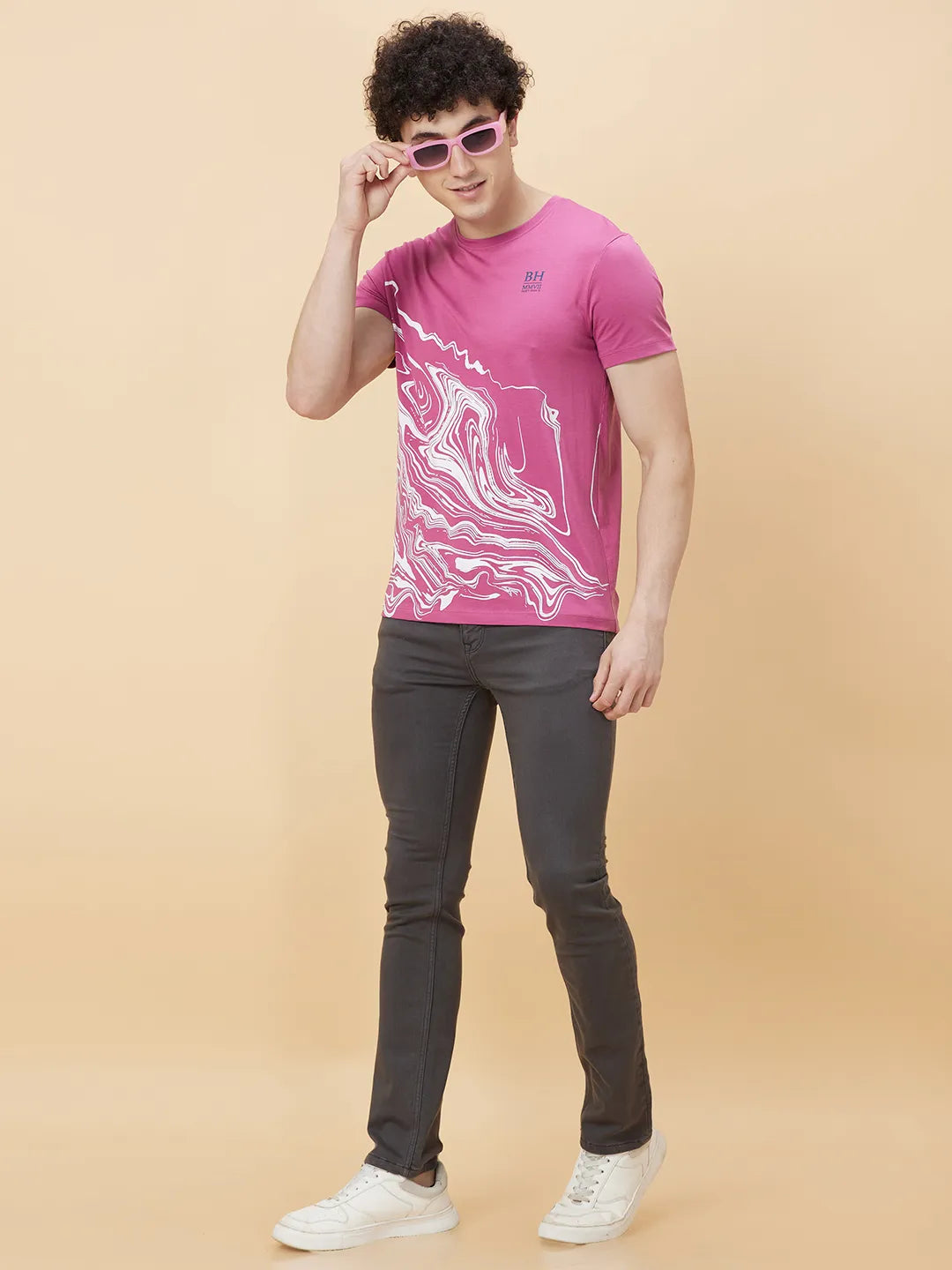 Mauve Haze Regular Fit Round Neck Men's T-Shirt by Being Human Clothing