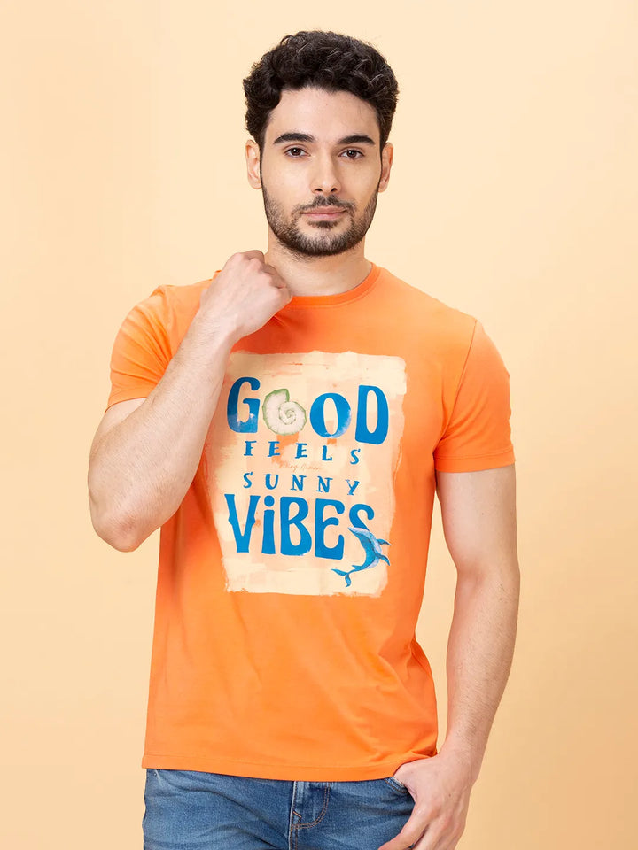 Coral Regular Fit Round Neck Men's T-Shirt by Being Human Clothing