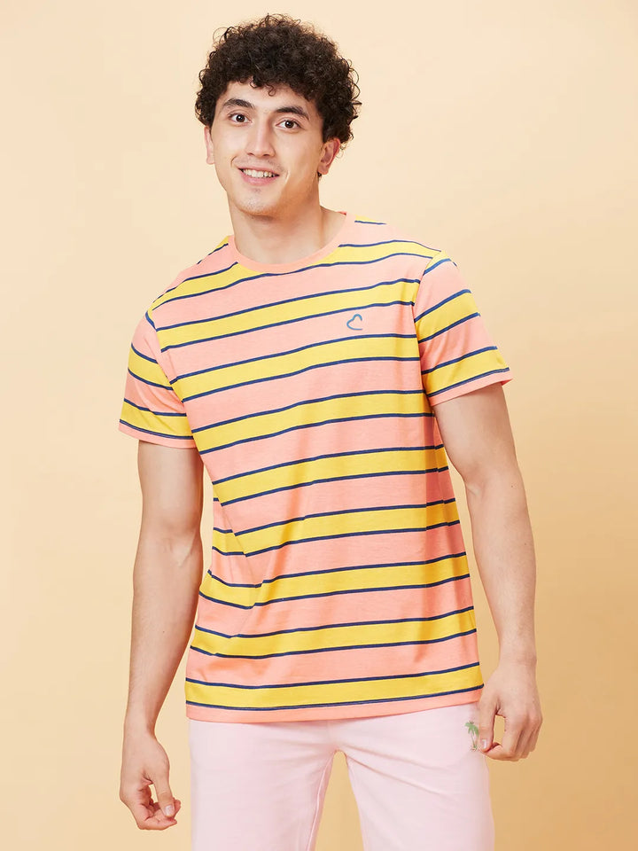Coral Regular Fit Round Neck Men's T-Shirt by Being Human Clothing