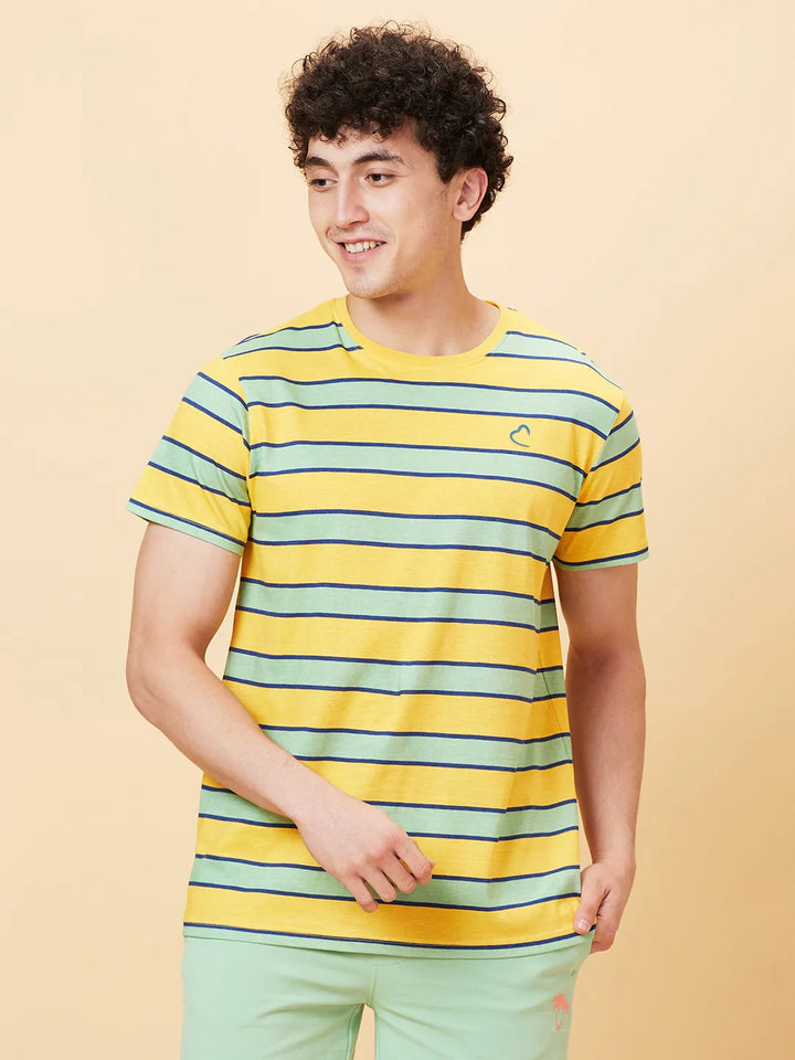 Yellow Regular Fit Round Neck Men's T-Shirt by Being Human Clothing