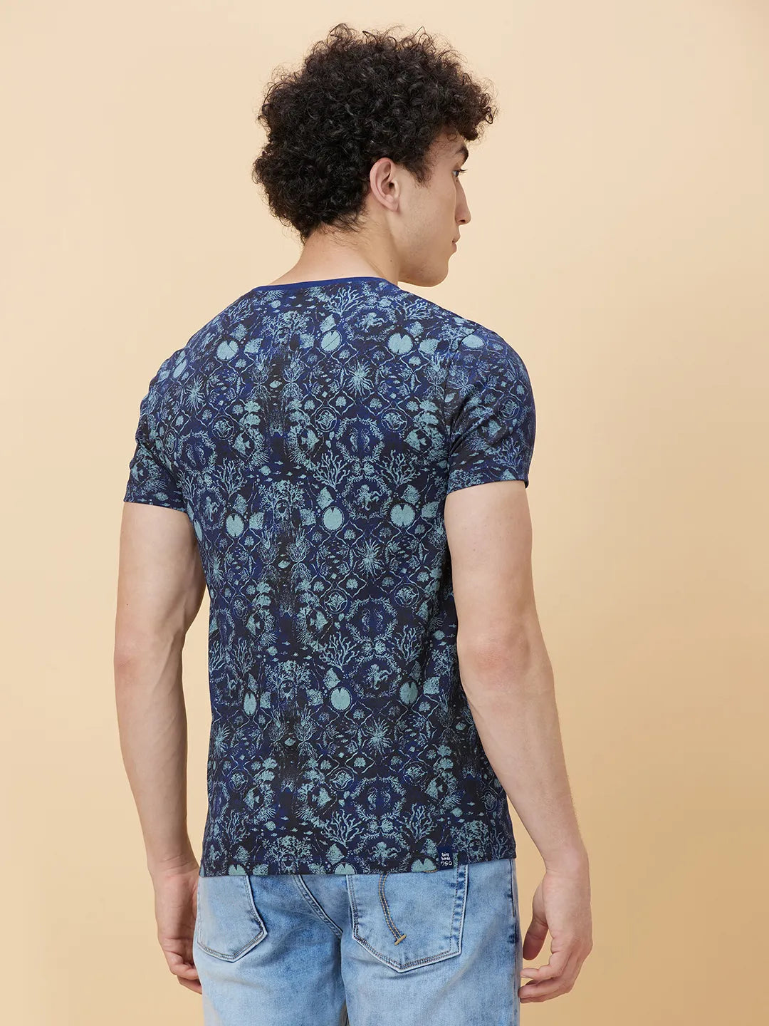 Navy Regular Fit Round Neck Men's T-Shirt by Being Human Clothing