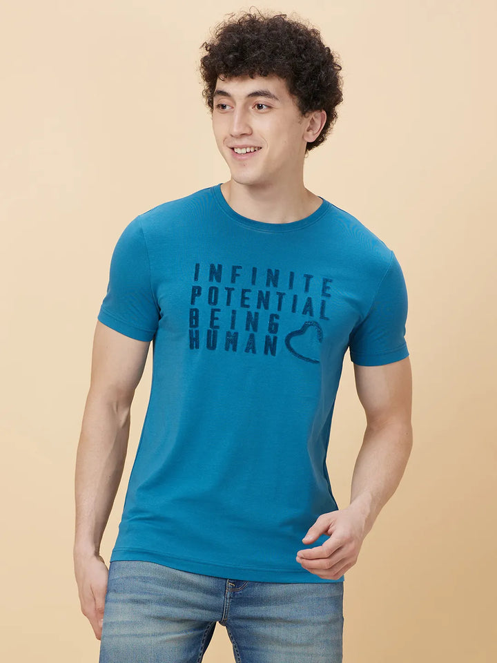 Deep Ocean Regular Fit Round Neck Men's T-Shirt by Being Human Clothing