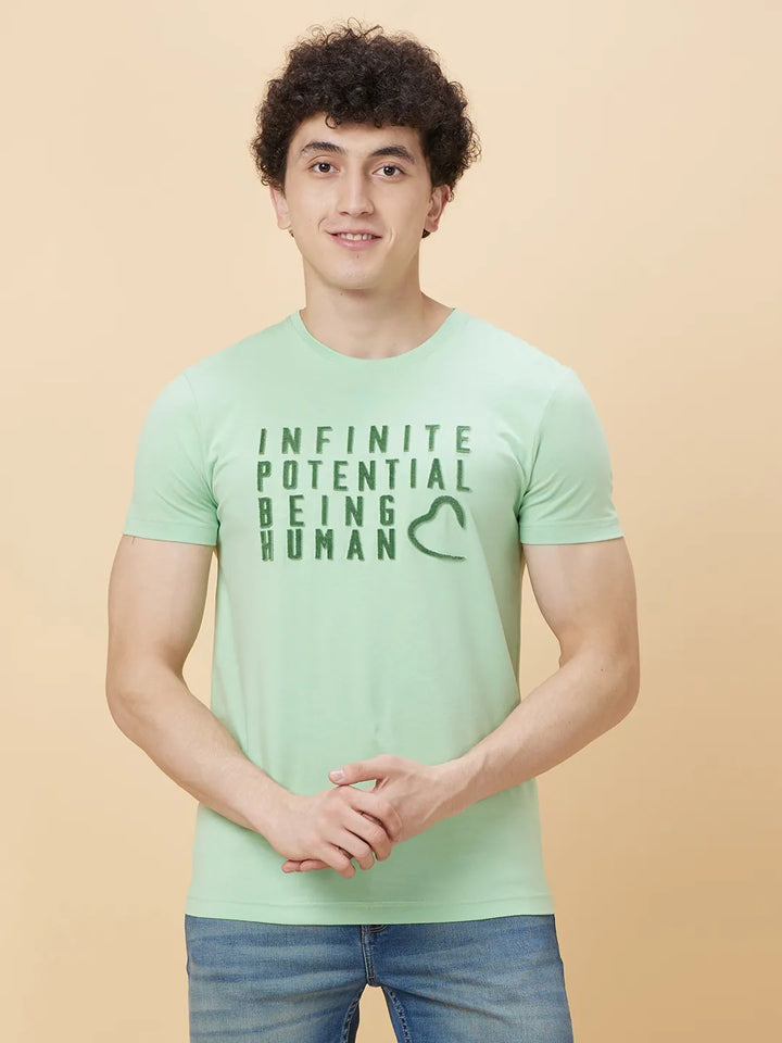 Green Regular Fit Men's Short Sleeves T-Shirt by Being Human Clothing