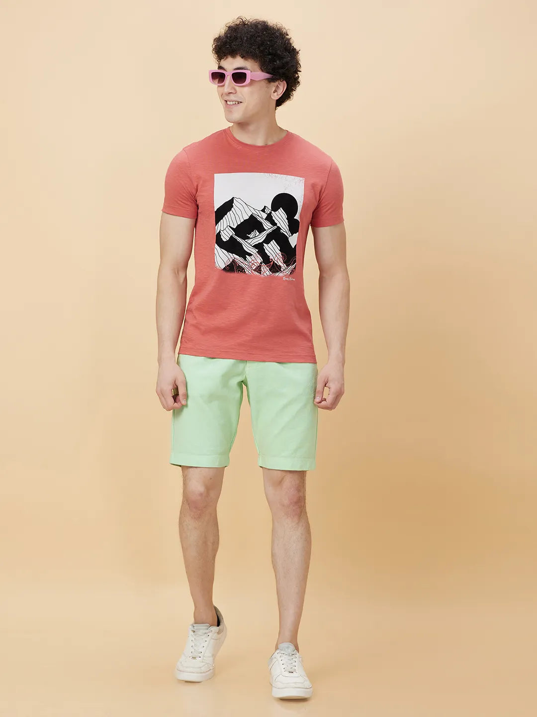 Mineral Red Regular Fit Round Neck Mens' T-Shirt by Being Human Clothing