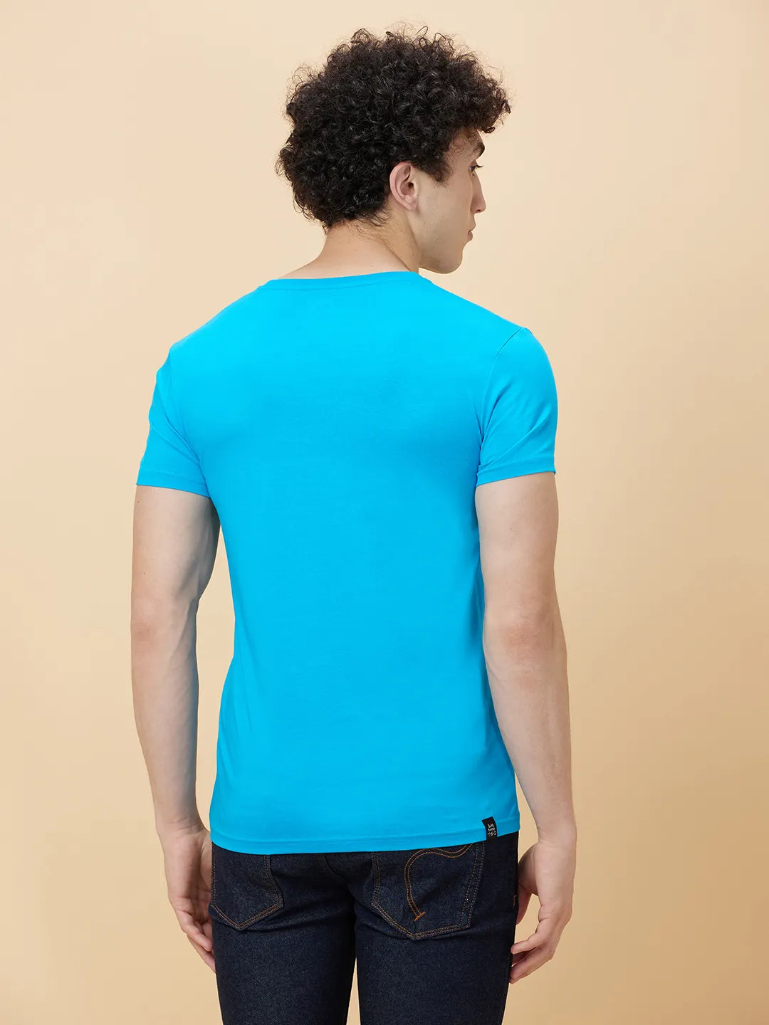 Vivid Blue Regular Fit Round Neck Men's T-Shirt by Being Human Clothing