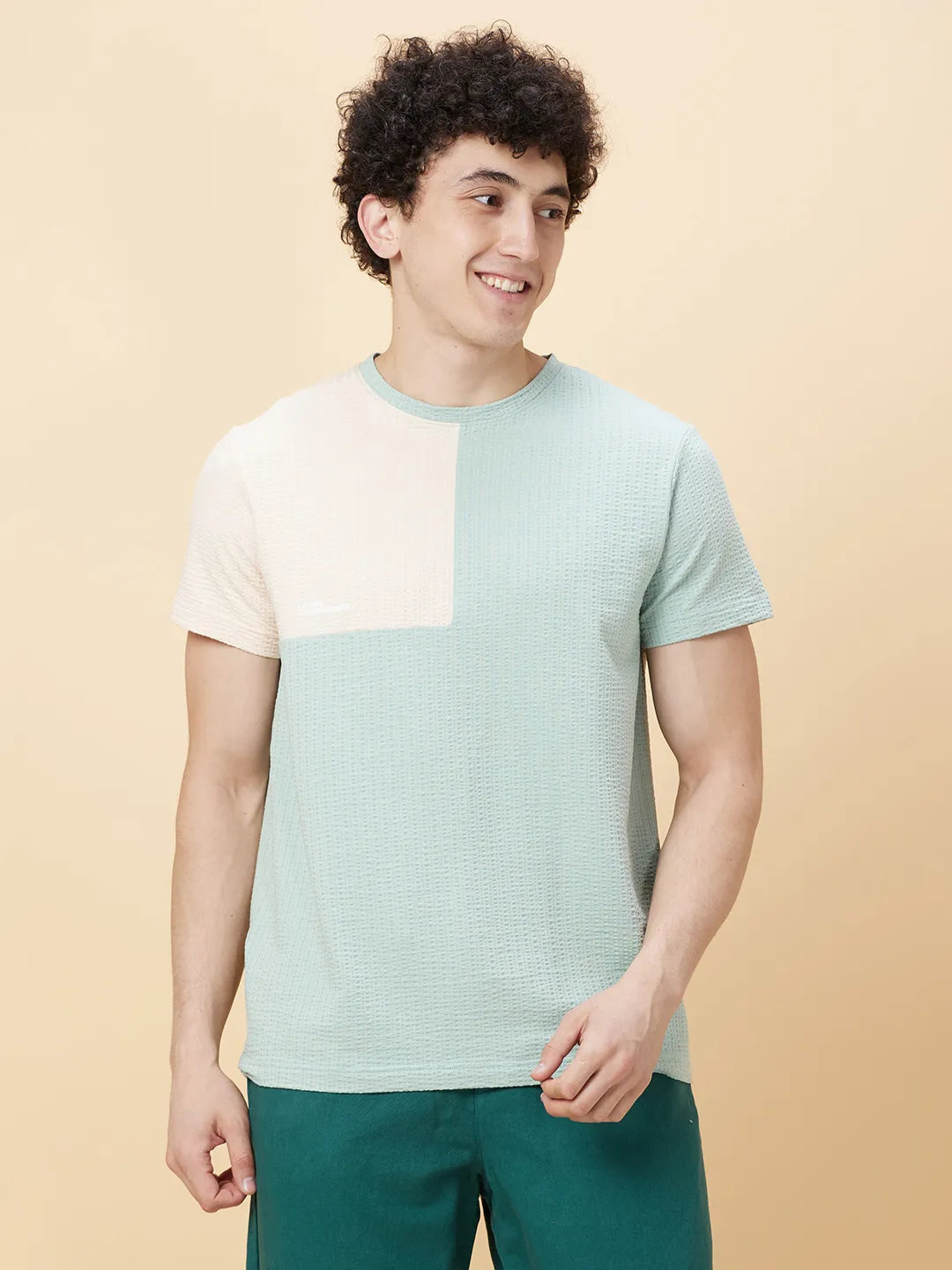 Green Regular Fit Round Neck Men's T-Shirt by Being Human Clothing