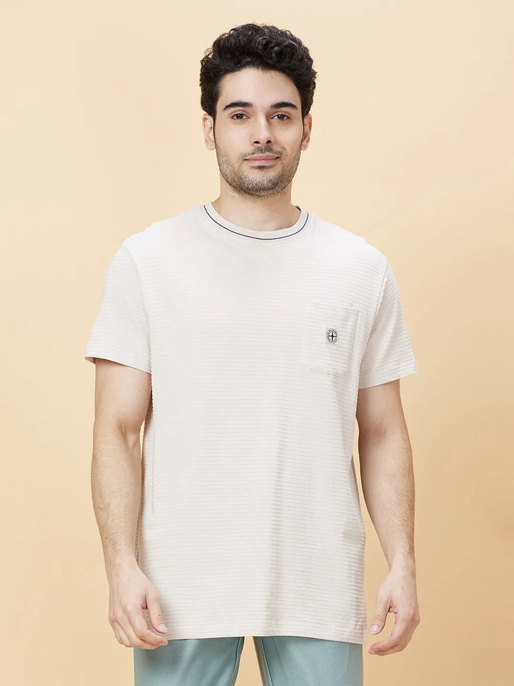 Chalk Regular Fit Round Neck Men's T-Shirt by Being Human Clothing