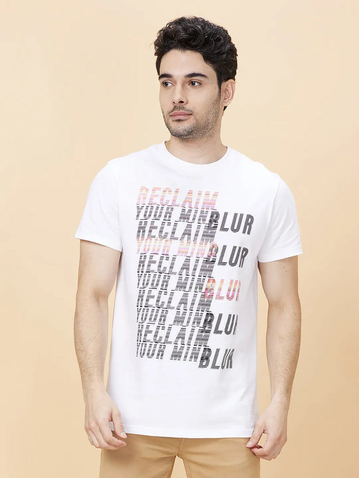 White Regular Fit Round Neck Men's T-Shirt by Being Human Clothing