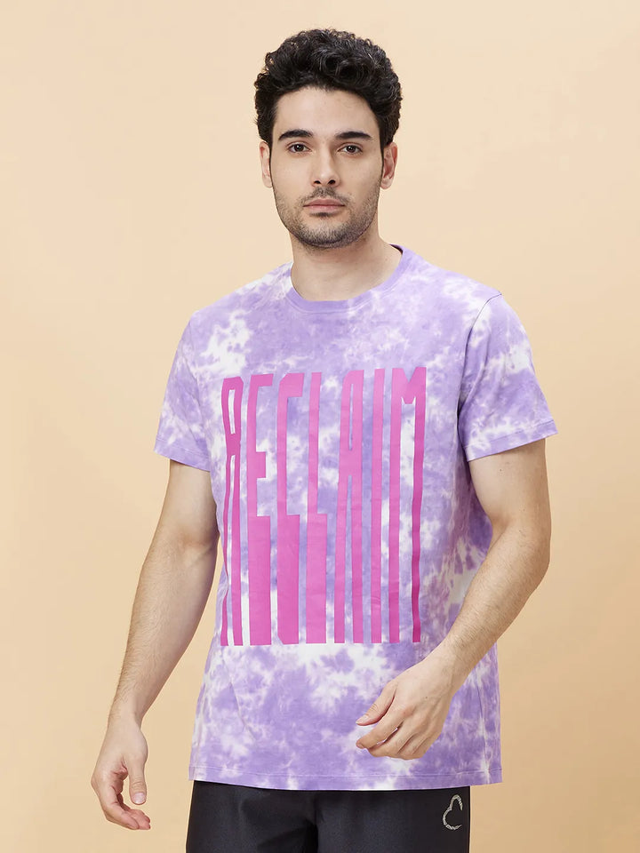 Digital Lavender Regular Fit Round Neck Men's T-Shirt by Being Human Clothing