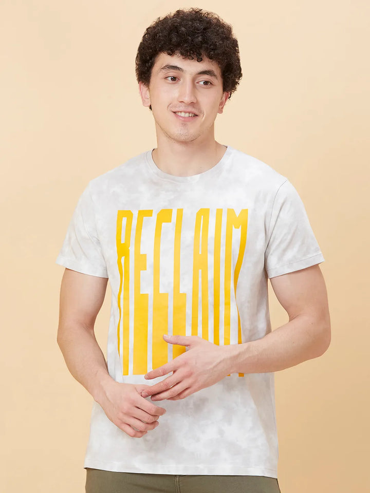Off Grey Regular Fit Round Neck Men's T-Shirt by Being Human Clothing
