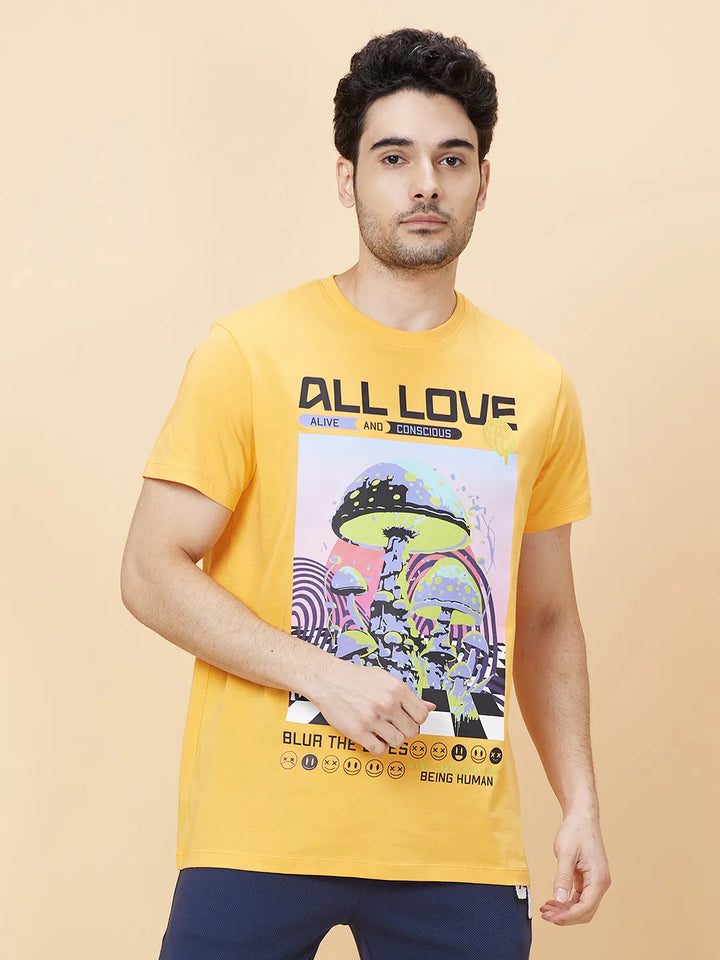 Vibrant Orange Regular Fit Round Neck Men's T-Shirt by Being Human Clothing