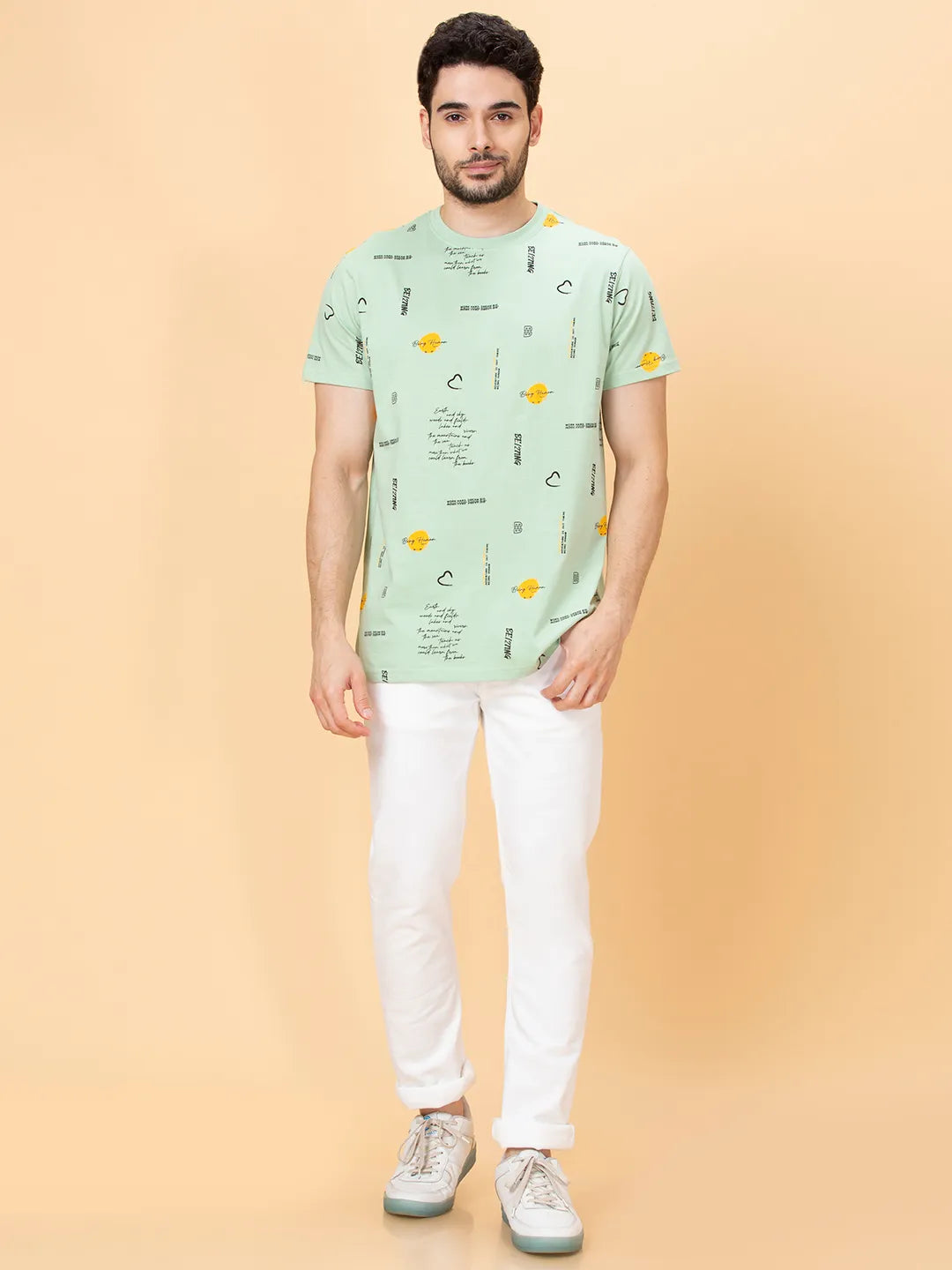 Green Foam Regular Fit Round Neck Men's T-Shirt by Being Human Clothing