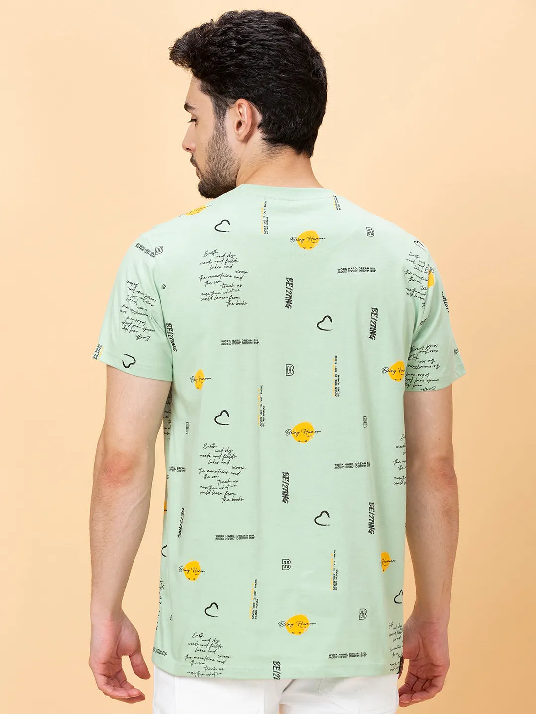 Green Foam Regular Fit Round Neck Men's T-Shirt by Being Human Clothing