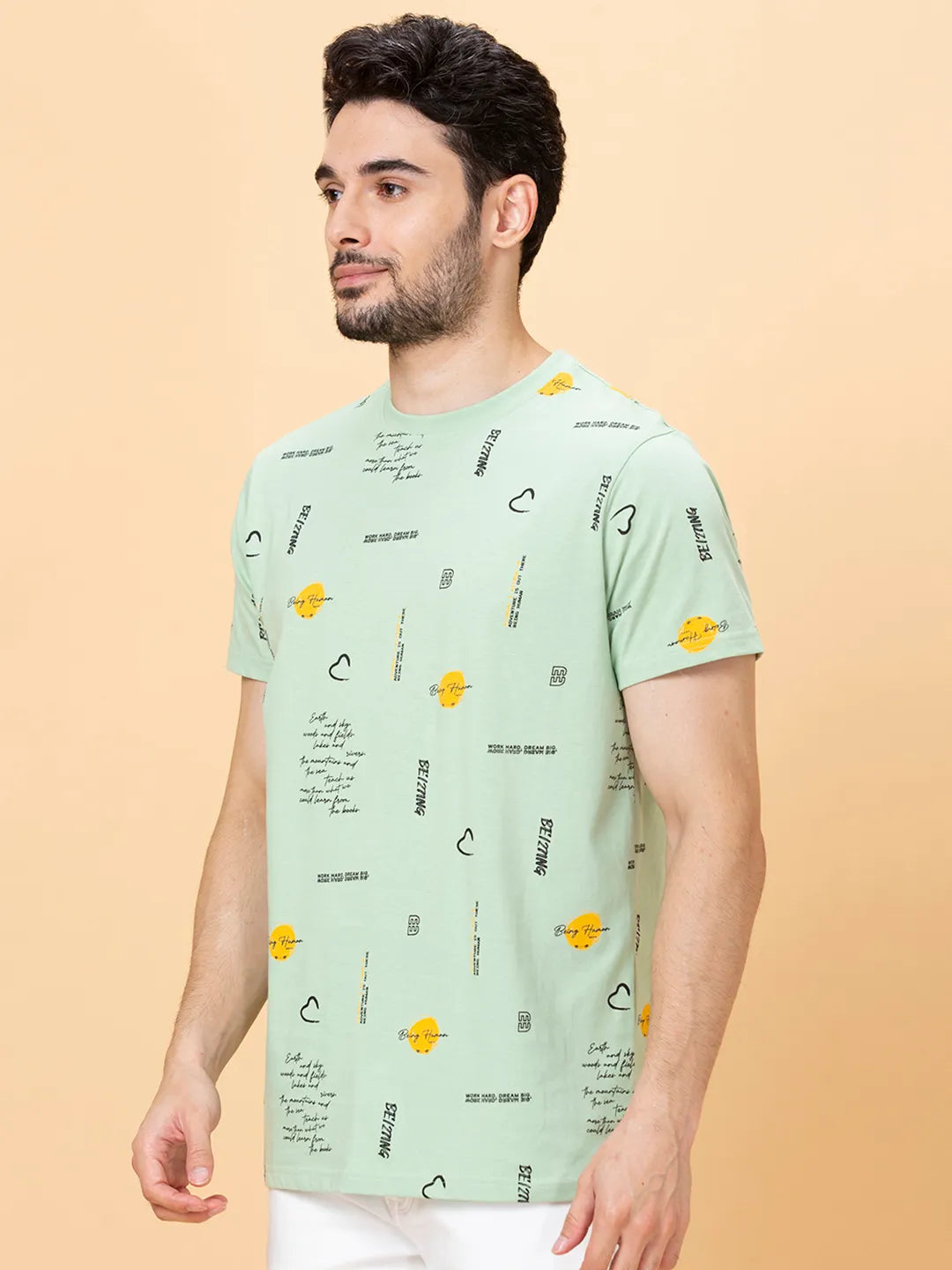 Green Foam Regular Fit Round Neck Men's T-Shirt by Being Human Clothing