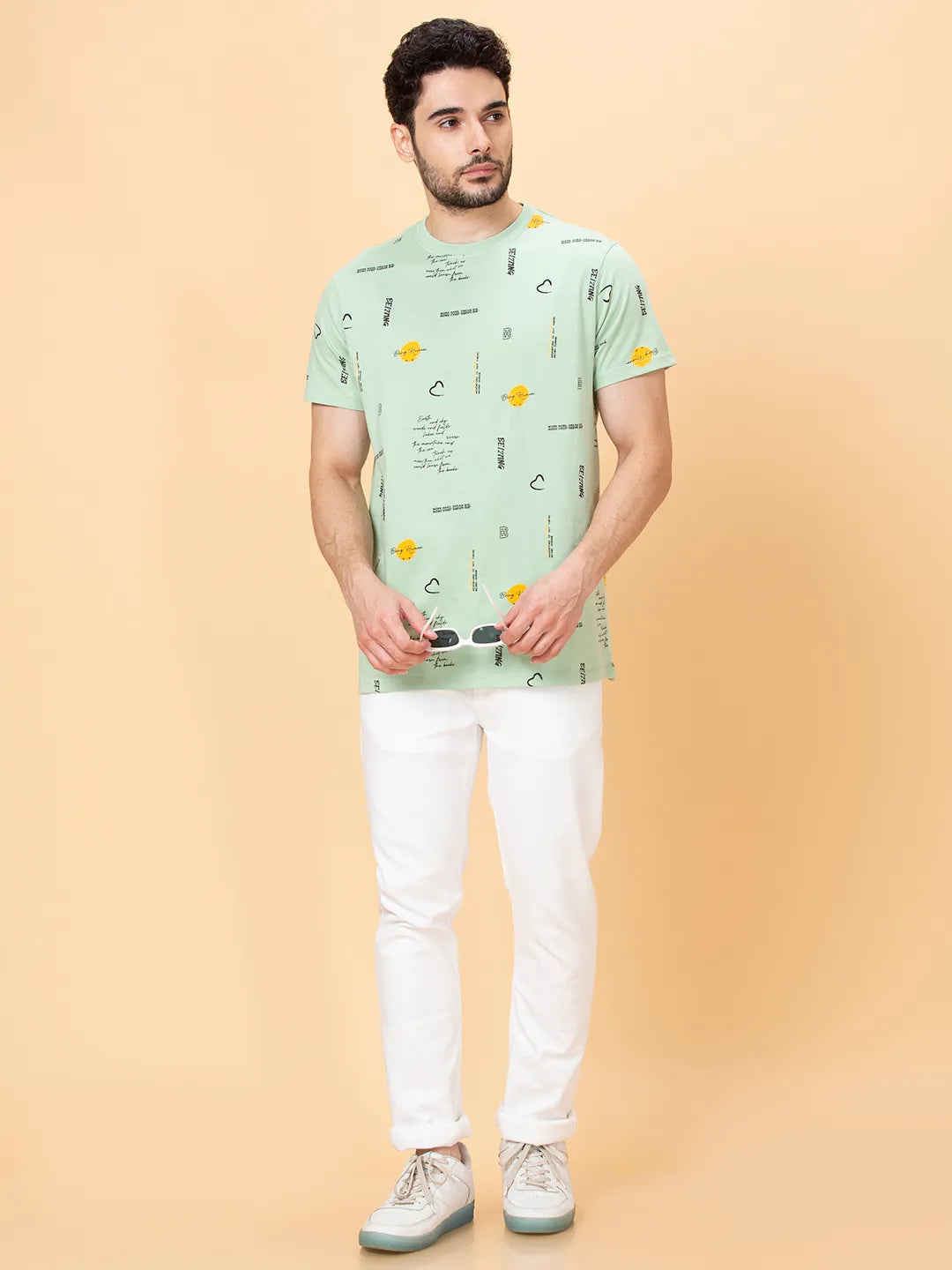 Green Foam Regular Fit Round Neck Men's T-Shirt by Being Human Clothing