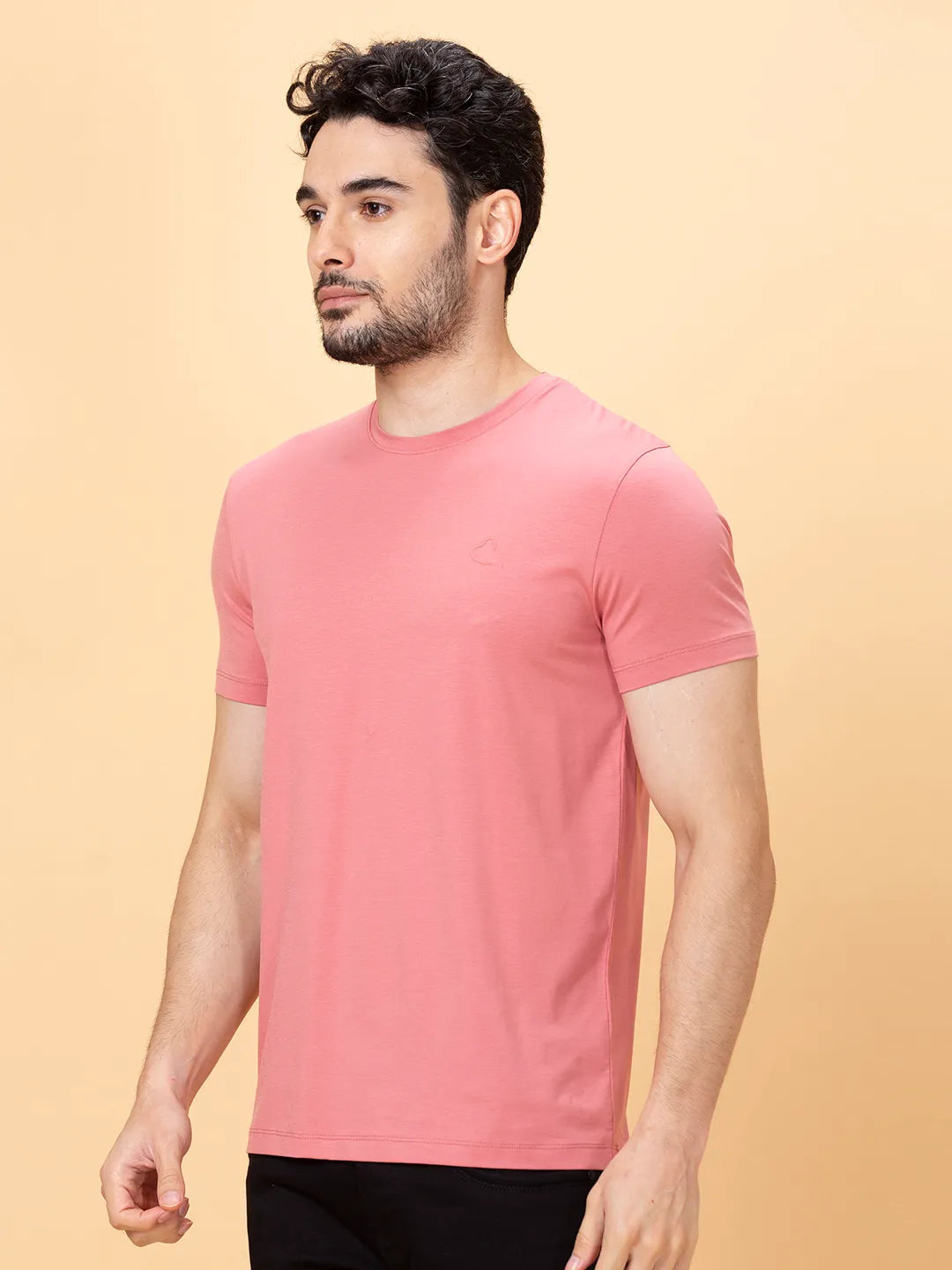 Dusty Pink Regular Fit Round Neck Men's T-Shirt by Being Human Clothing