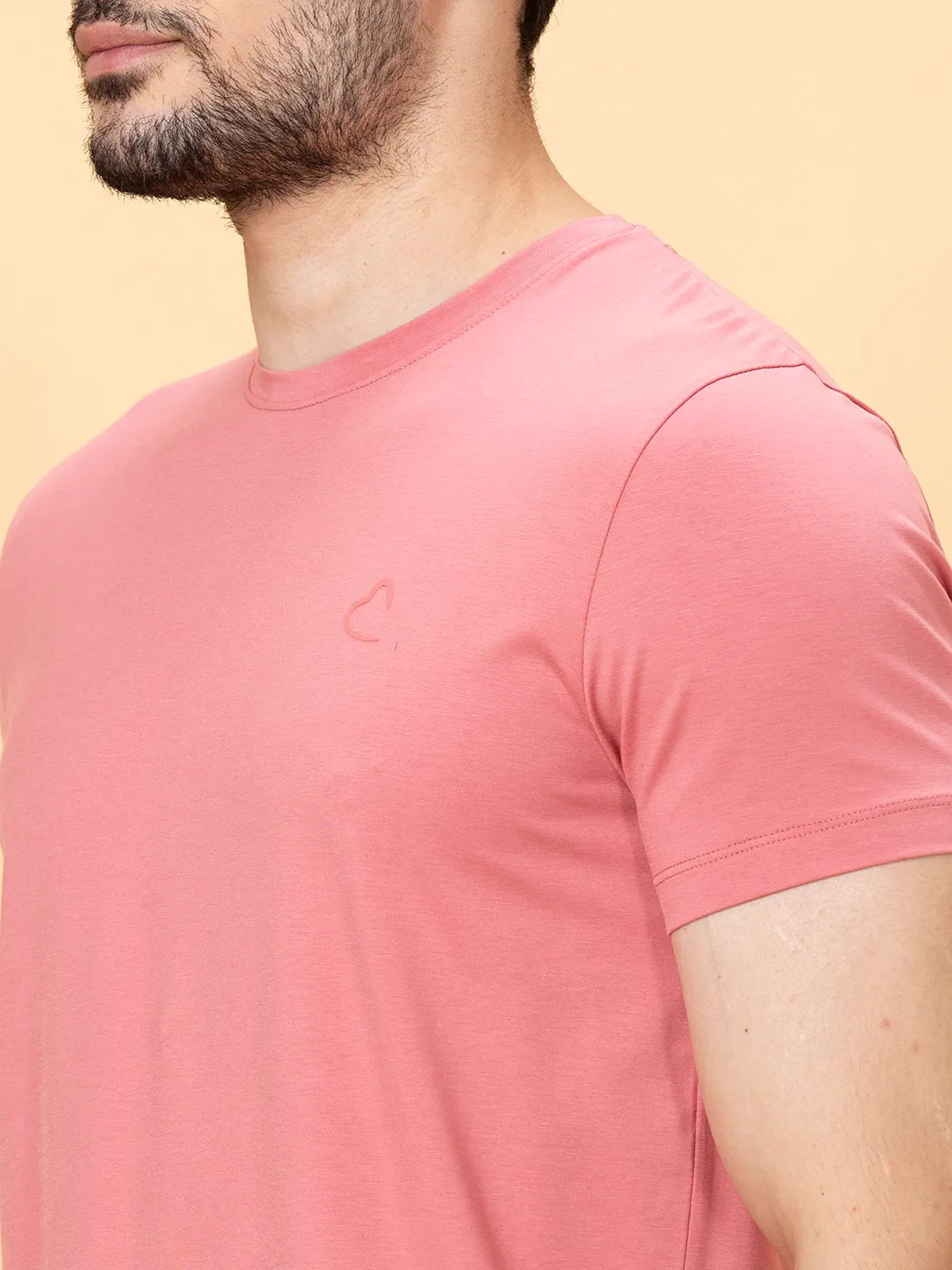 Dusty Pink Regular Fit Round Neck Men's T-Shirt by Being Human Clothing