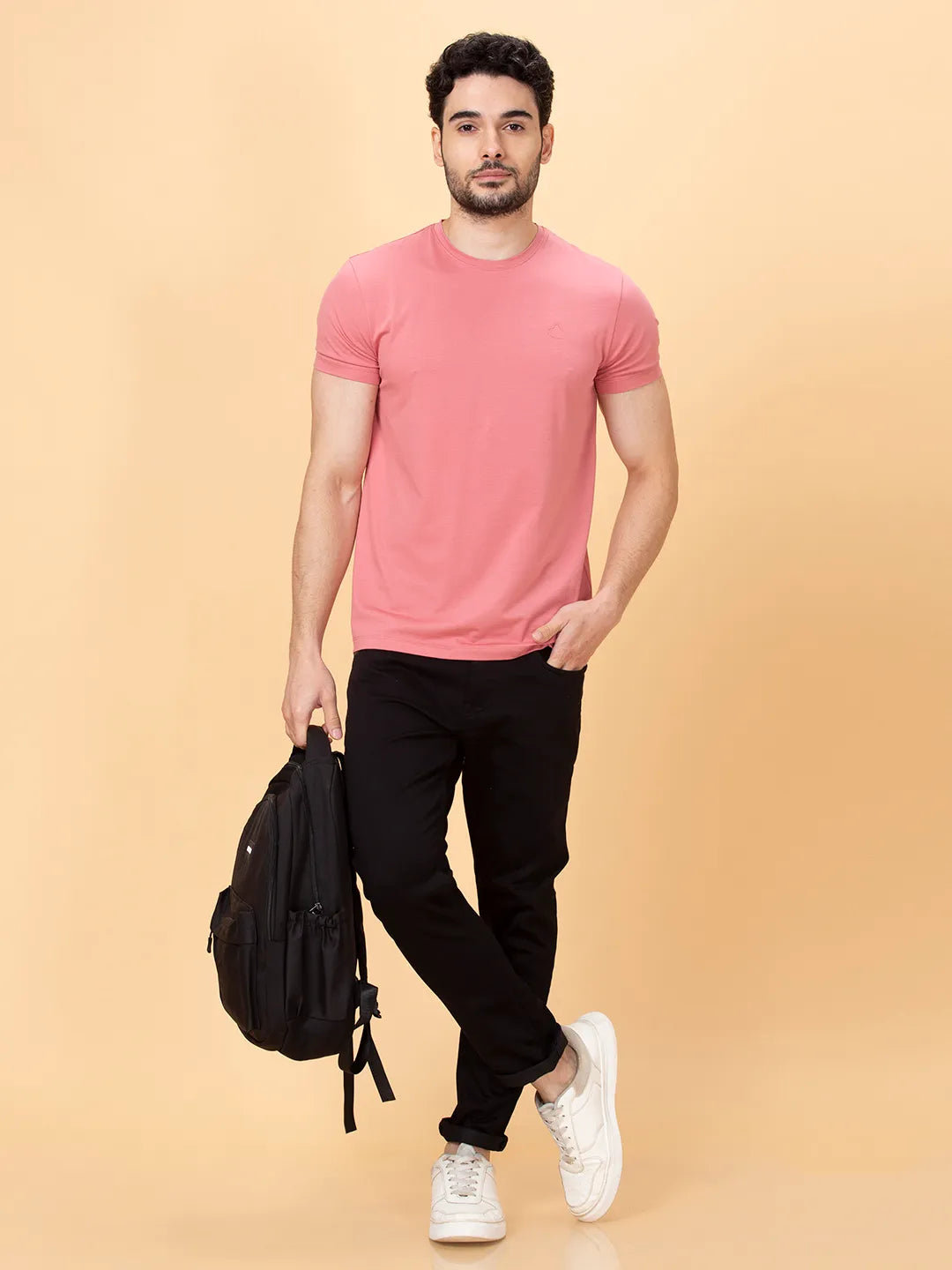 Dusty Pink Regular Fit Round Neck Men's T-Shirt by Being Human Clothing