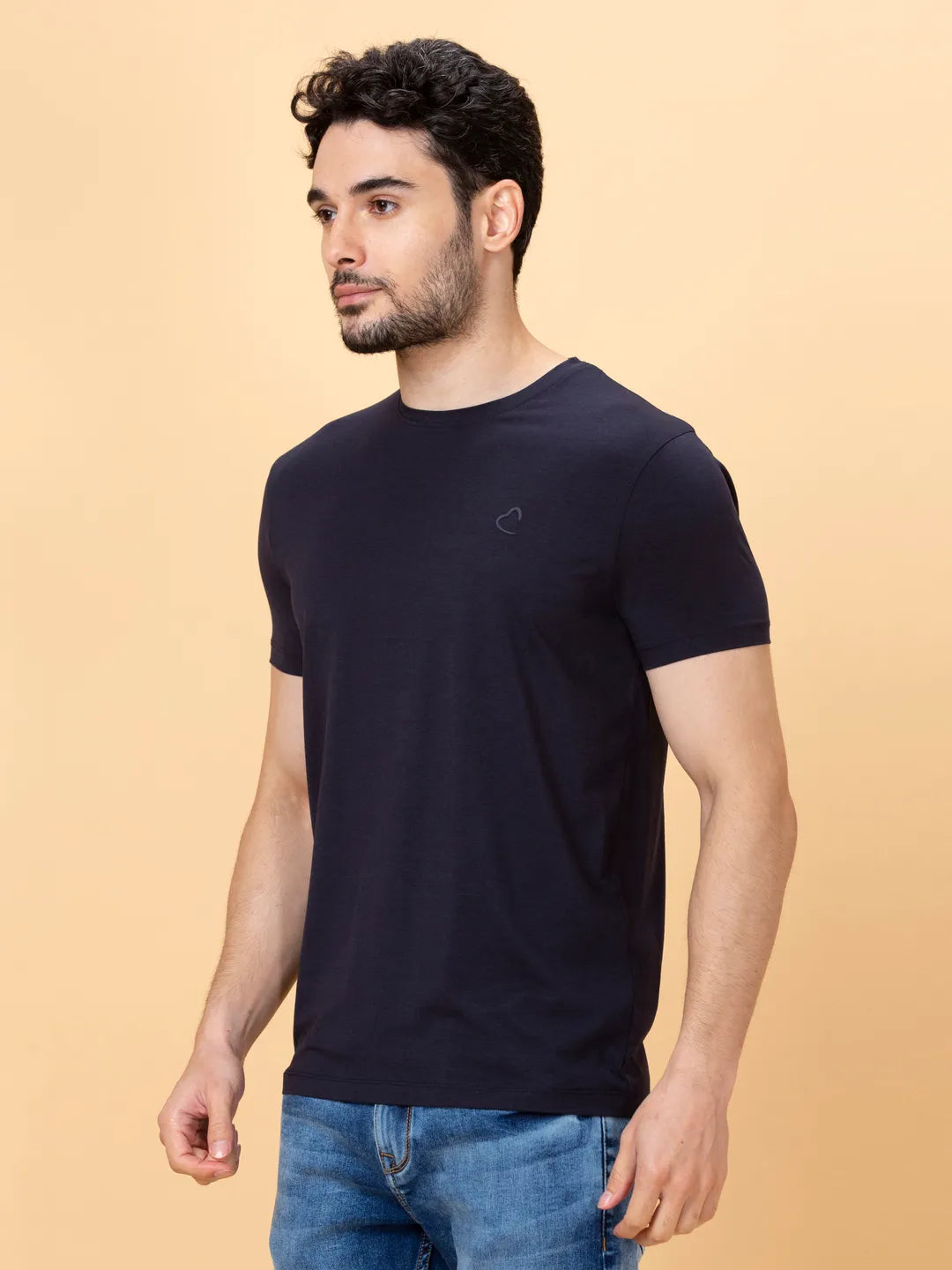 Navy Regular Fit Round Neck Men's T-Shirt by Being Human Clothing