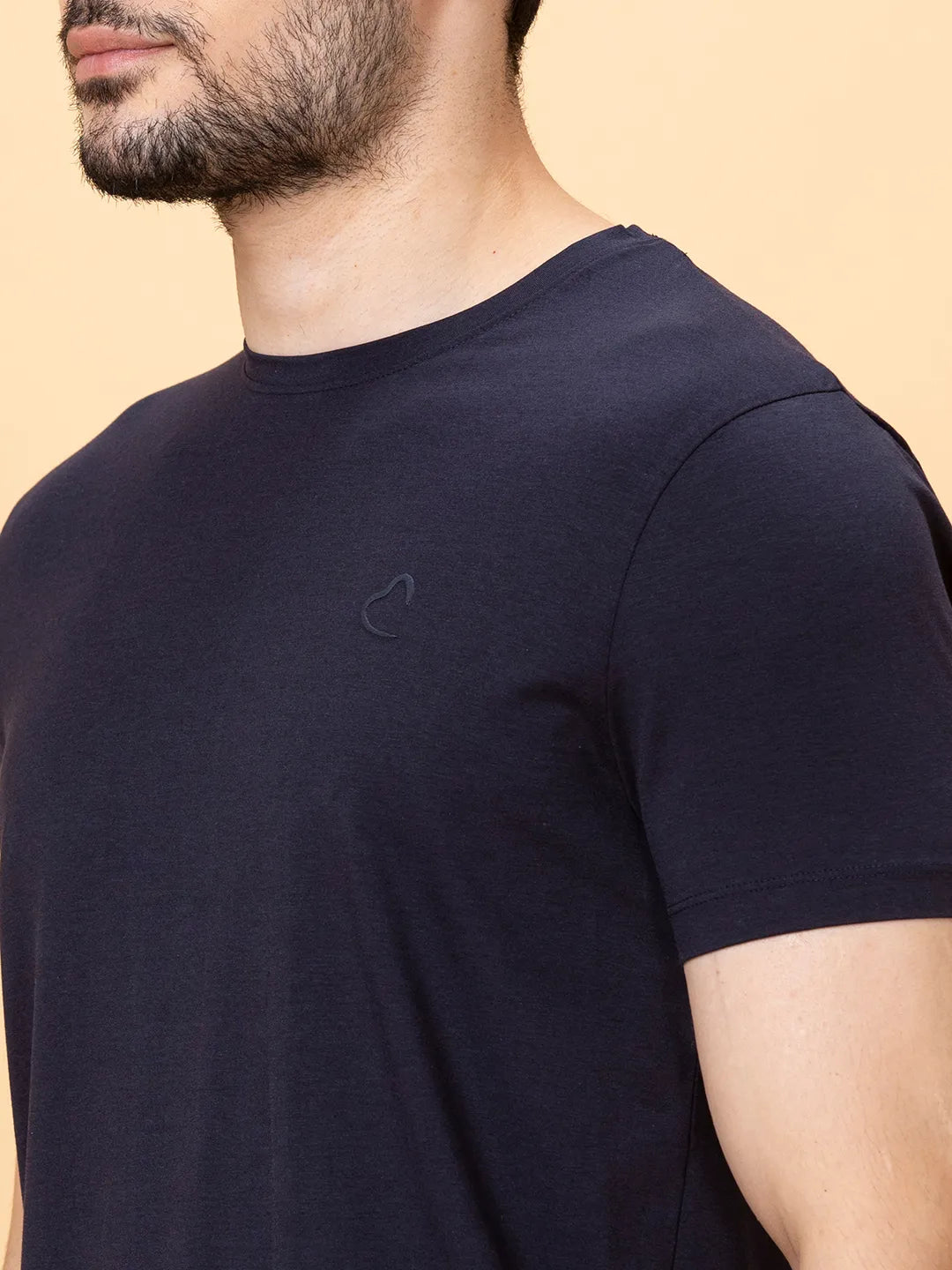 Navy Regular Fit Round Neck Men's T-Shirt by Being Human Clothing