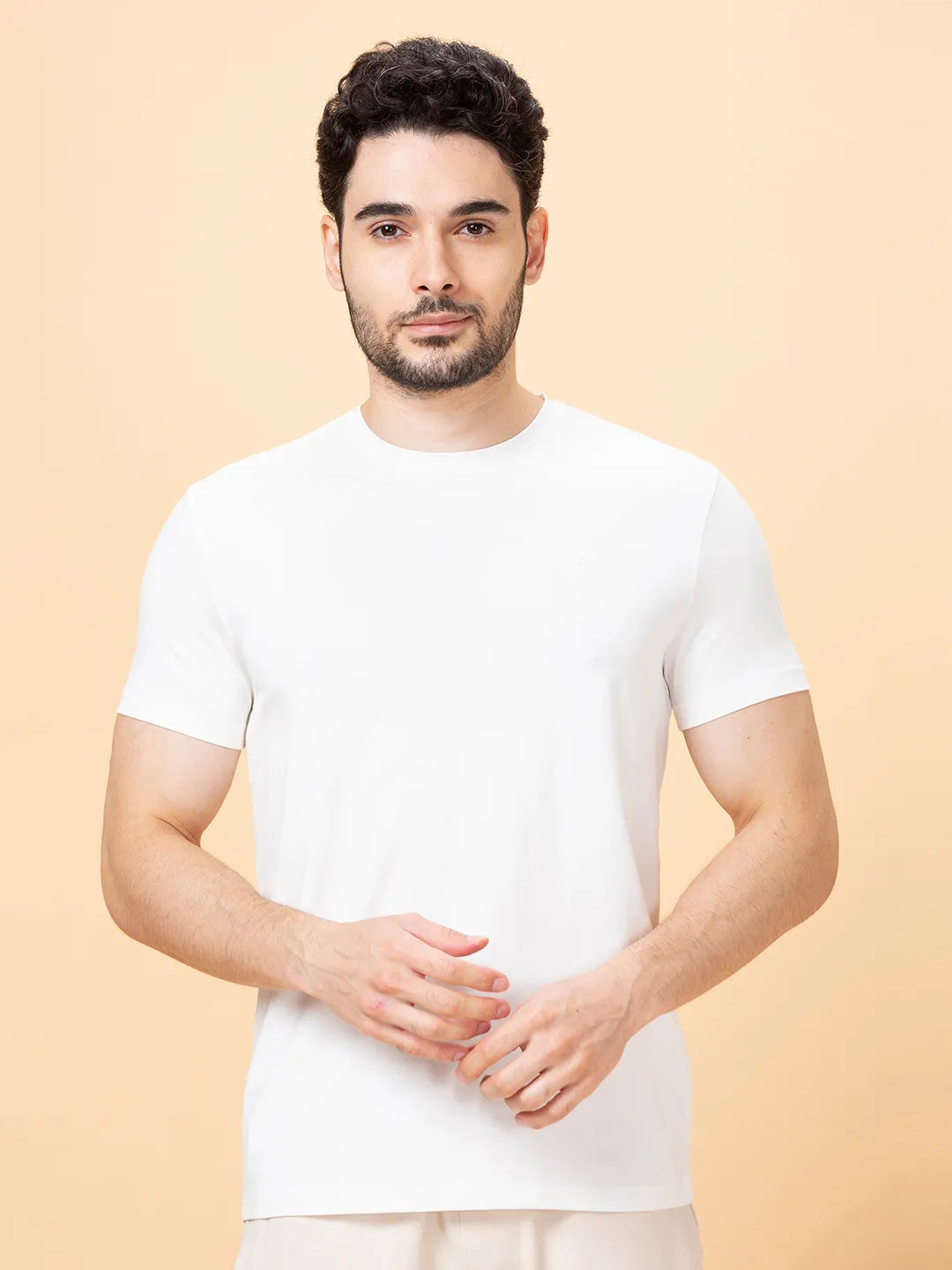 White Regular Fit Round Neck Men's T-Shirt by Being Human Clothing