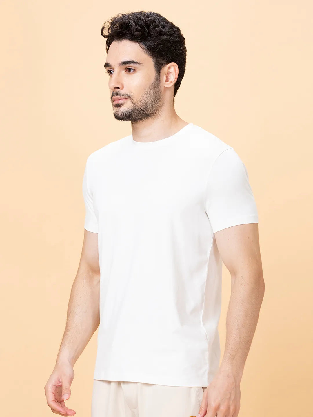 White Regular Fit Round Neck Men's T-Shirt by Being Human Clothing