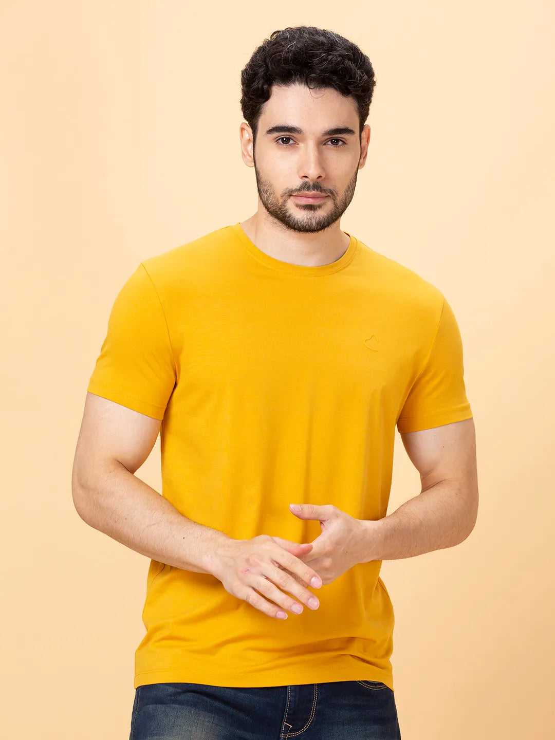 Yellow Regular Fit Round Neck Men's T-Shirt by Being Human Clothing