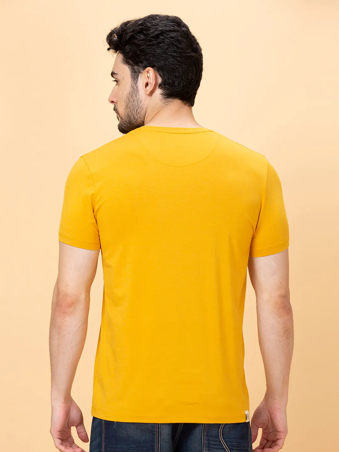 Yellow Regular Fit Round Neck Men's T-Shirt by Being Human Clothing