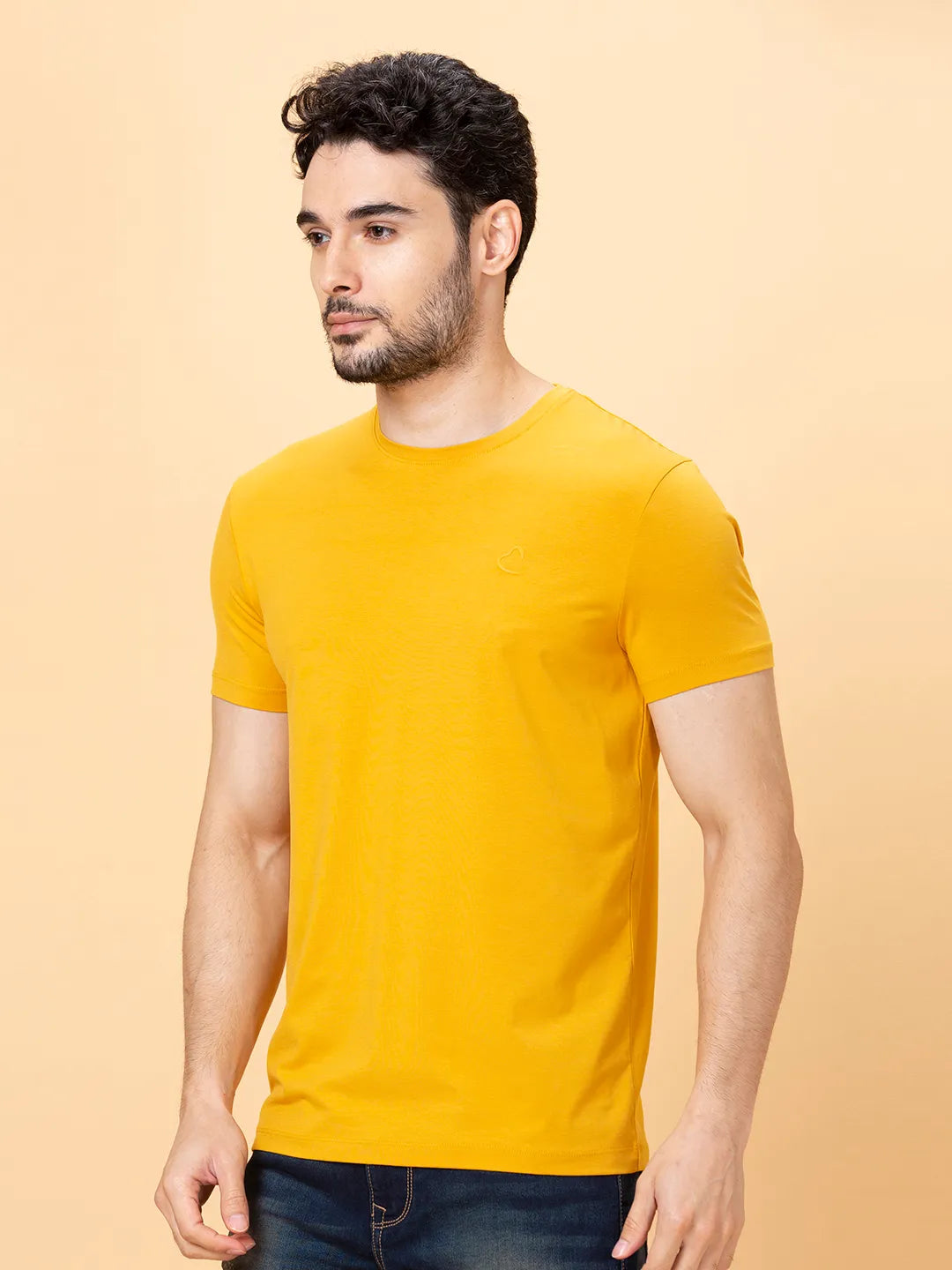 Yellow Regular Fit Round Neck Men's T-Shirt by Being Human Clothing