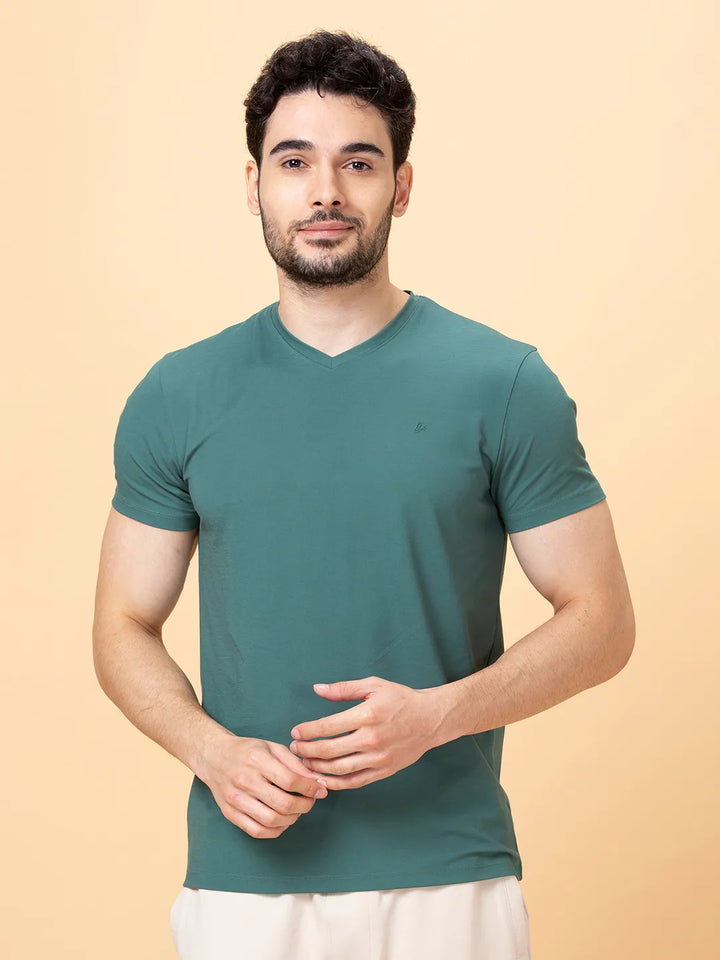 Green V Neck Men's T-Shirt by Being Human Clothing