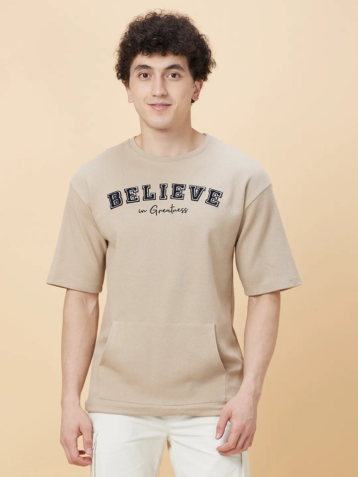 Brown Oversized Fit Men's Short Sleeves T-Shirt by Being Human Clothing