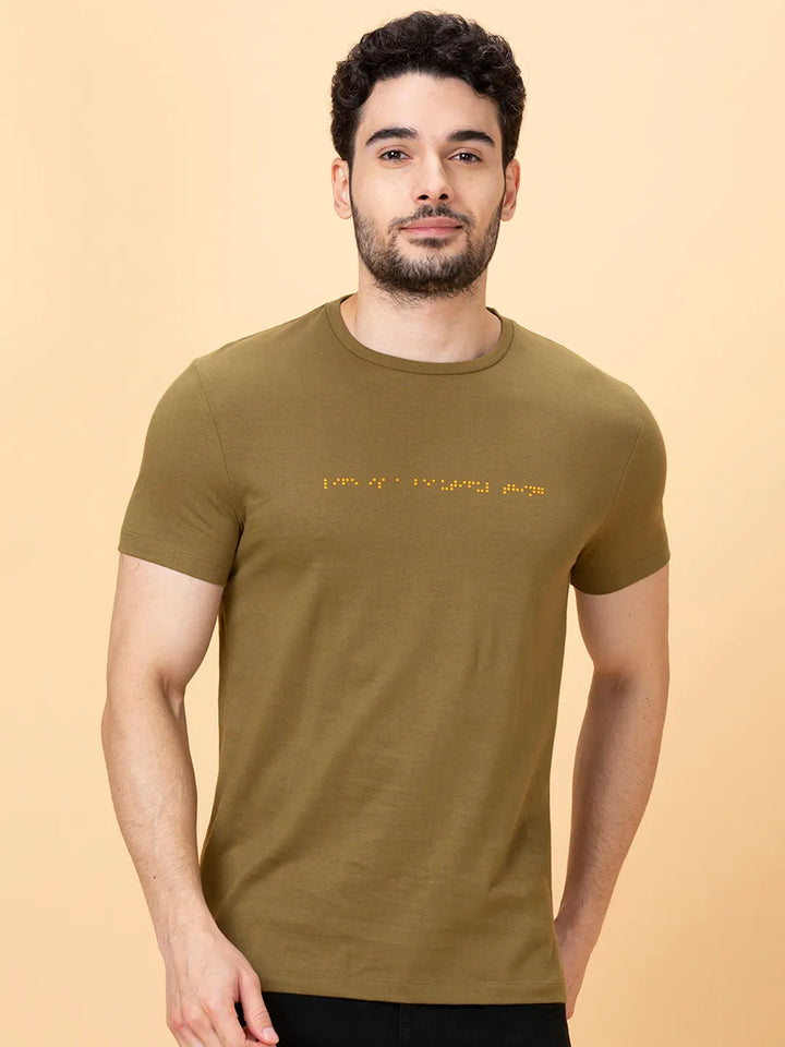 Green Regular Fit Men's Short Sleeves T-Shirt by Being Human Clothing