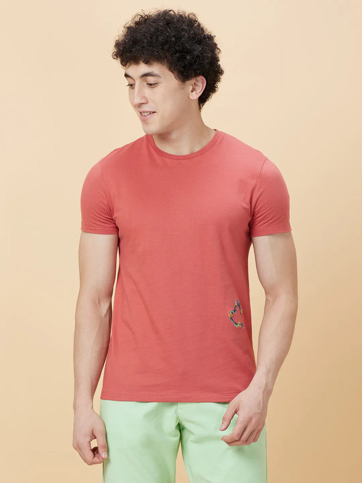 Mineral Red Regular Fit Round Neck Men's T-Shirt by Being Human Clothing